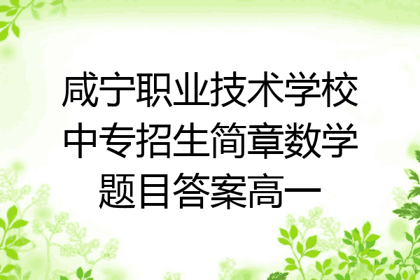 咸宁职业技术学校中专招生简章数学题目答案高一