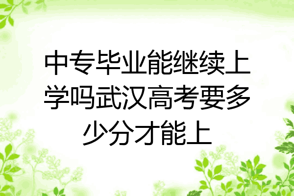 中专毕业能继续上学吗武汉高考要多少分才能上