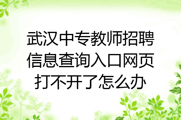 武汉中专教师招聘信息查询入口网页打不开了怎么办