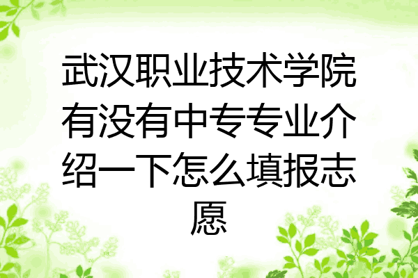 武汉职业技术学院有没有中专专业介绍一下怎么填报志愿