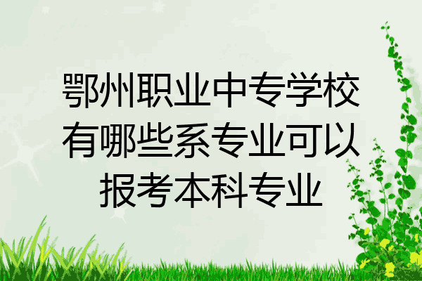 鄂州职业中专学校有哪些系专业可以报考本科专业