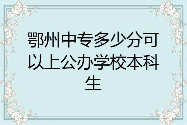 鄂州中专多少分可以上公办学校本科生