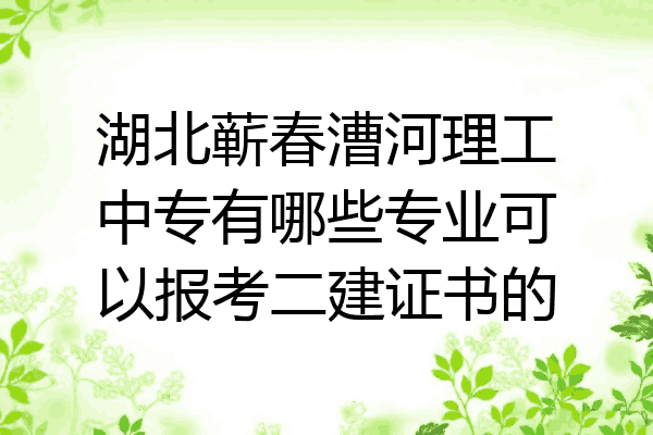 湖北蕲春漕河理工中专有哪些专业可以报考二建证书的