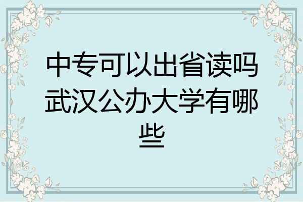 中专可以出省读吗武汉公办大学有哪些