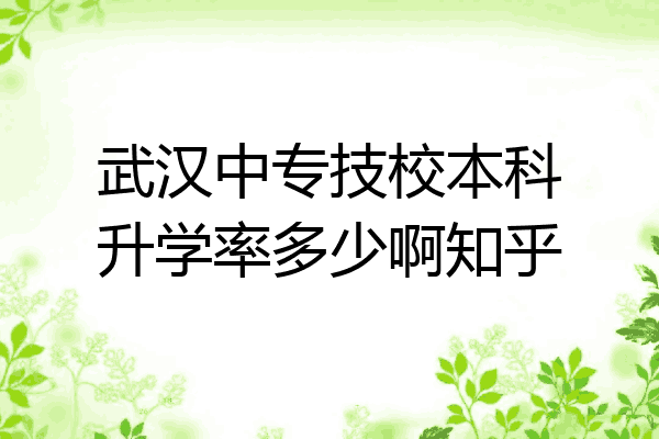 武汉中专技校本科升学率多少啊知乎