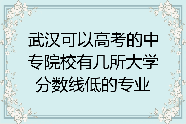 武汉可以高考的中专院校有几所大学分数线低的专业