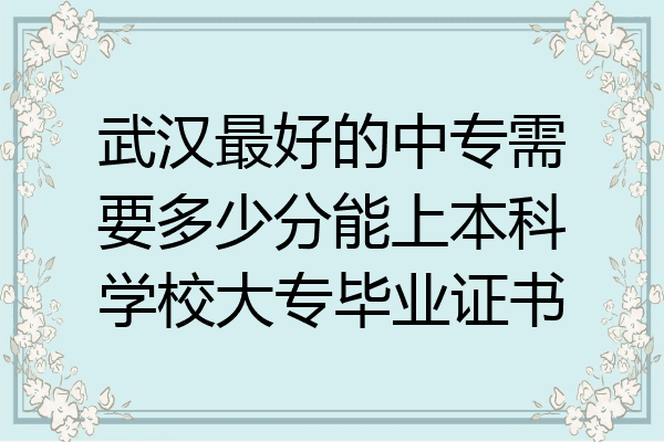 武汉最好的中专需要多少分能上本科学校大专毕业证书