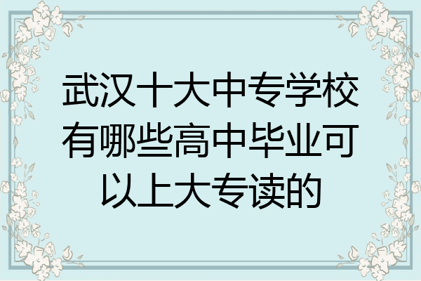 武汉十大中专学校有哪些高中毕业可以上大专读的