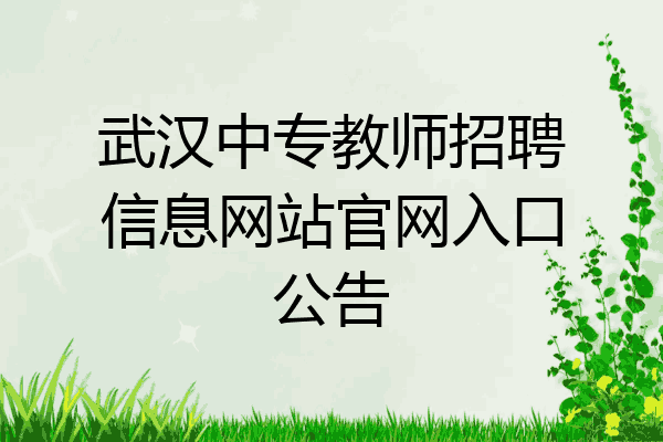 武汉中专教师招聘信息网站官网入口公告
