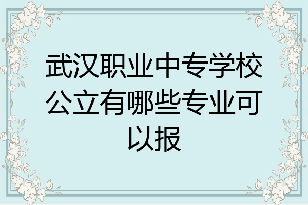 武汉职业中专学校公立有哪些专业可以报