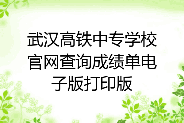 武汉高铁中专学校官网查询成绩单电子版打印版