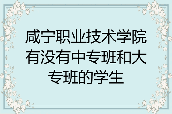 咸宁职业技术学院有没有中专班和大专班的学生