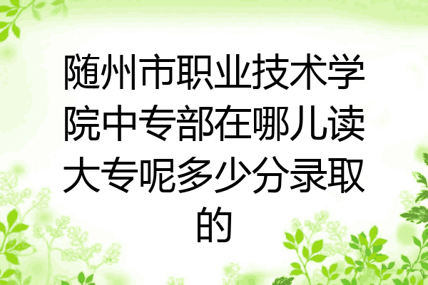 随州市职业技术学院中专部在哪儿读大专呢多少分录取的