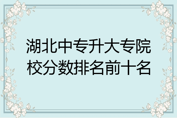 湖北中专升大专院校分数排名前十名