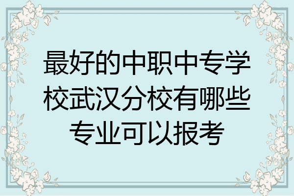 最好的中职中专学校武汉分校有哪些专业可以报考