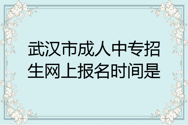 武汉市成人中专招生网上报名时间是