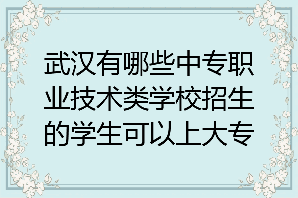 武汉有哪些中专职业技术类学校招生的学生可以上大专