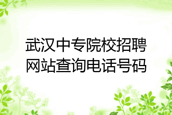 武汉中专院校招聘网站查询电话号码