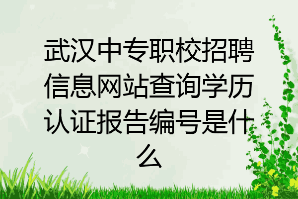 武汉中专职校招聘信息网站查询学历认证报告编号是什么