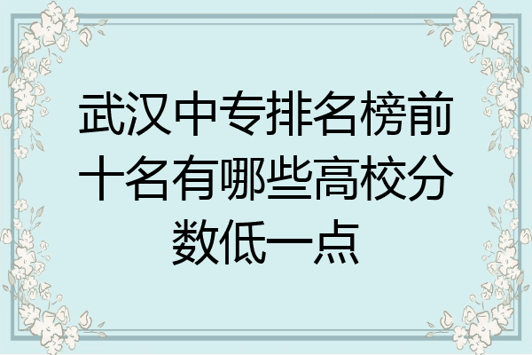 武汉中专排名榜前十名有哪些高校分数低一点