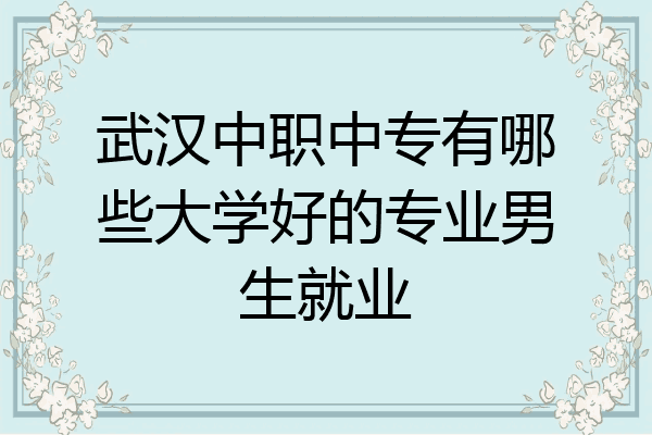 武汉中职中专有哪些大学好的专业男生就业