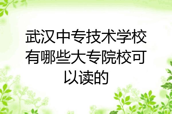 武汉中专技术学校有哪些大专院校可以读的