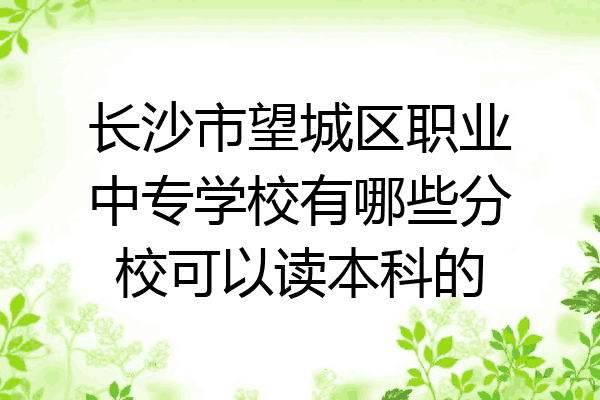 长沙市望城区职业中专学校有哪些分校可以读本科的
