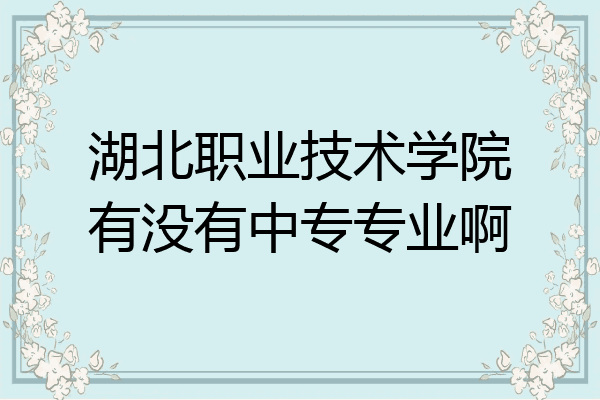 湖北职业技术学院有没有中专专业啊