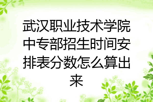 武汉职业技术学院中专部招生时间安排表分数怎么算出来