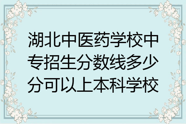 湖北中医药学校中专招生分数线多少分可以上本科学校