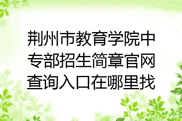 荆州市教育学院中专部招生简章官网查询入口在哪里找