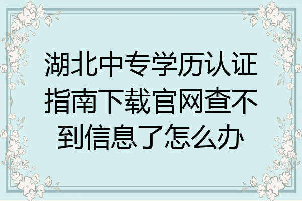 湖北中专学历认证指南下载官网查不到信息了怎么办