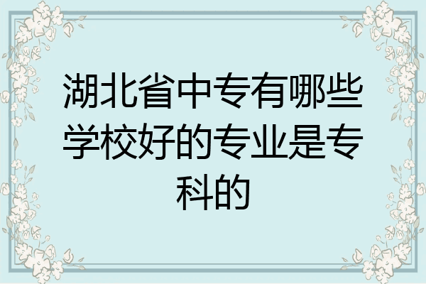 湖北省中专有哪些学校好的专业是专科的