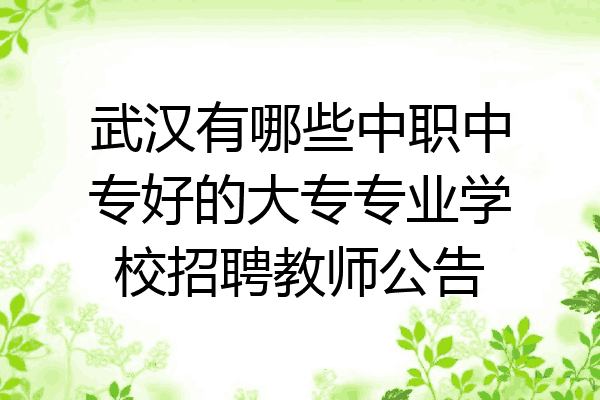 武汉有哪些中职中专好的大专专业学校招聘教师公告