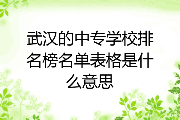 武汉的中专学校排名榜名单表格是什么意思