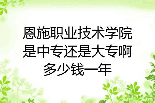 恩施职业技术学院是中专还是大专啊多少钱一年