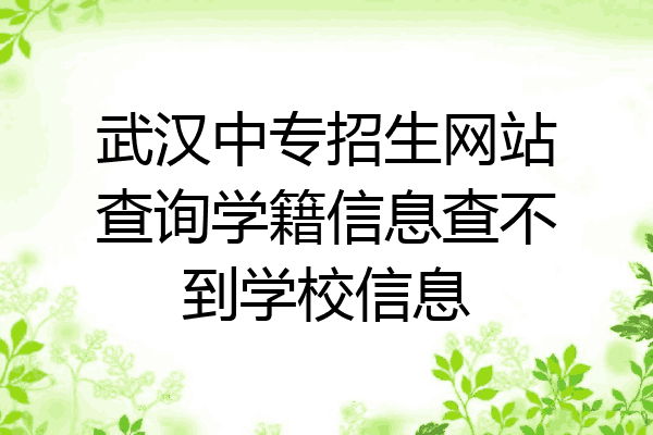 武汉中专招生网站查询学籍信息查不到学校信息