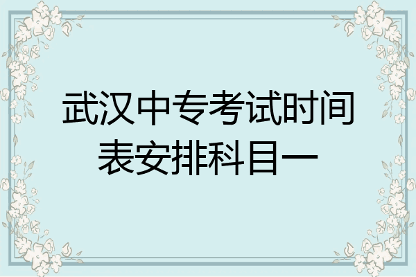 武汉中专考试时间表安排科目一