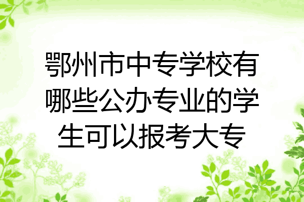 鄂州市中专学校有哪些公办专业的学生可以报考大专