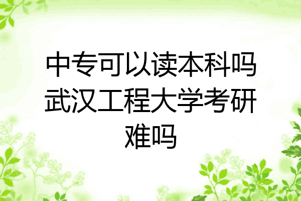 中专可以读本科吗武汉工程大学考研难吗