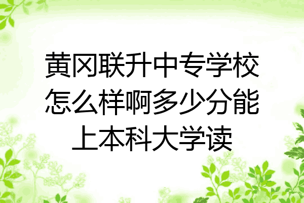 黄冈联升中专学校怎么样啊多少分能上本科大学读