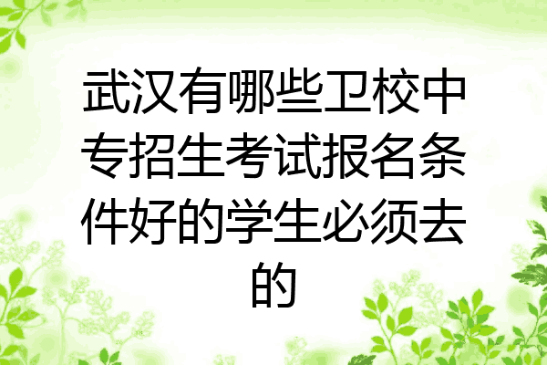 武汉有哪些卫校中专招生考试报名条件好的学生必须去的