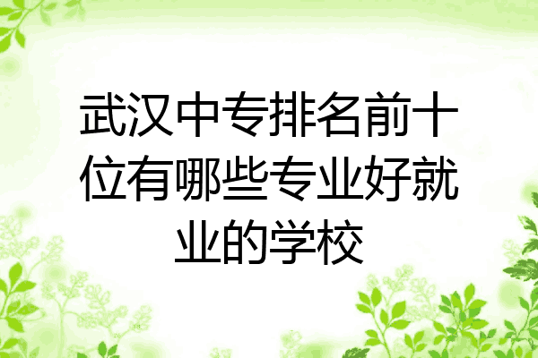 武汉中专排名前十位有哪些专业好就业的学校