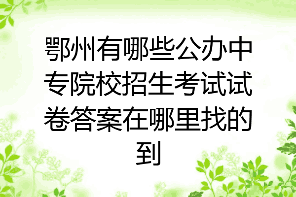 鄂州有哪些公办中专院校招生考试试卷答案在哪里找的到