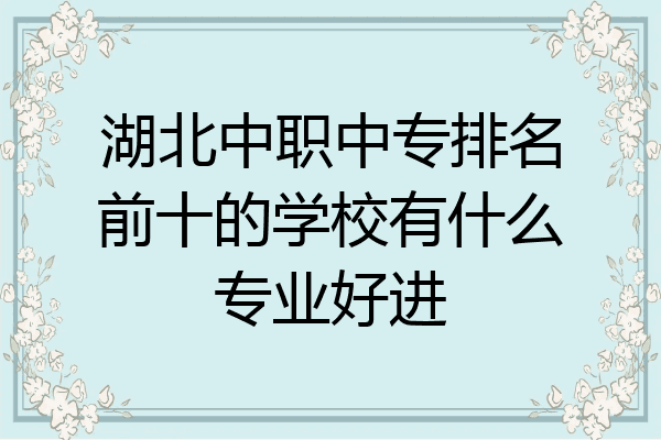 湖北中职中专排名前十的学校有什么专业好进
