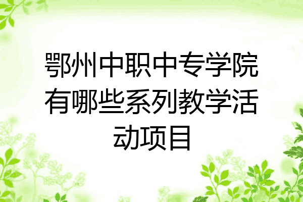 鄂州中职中专学院有哪些系列教学活动项目