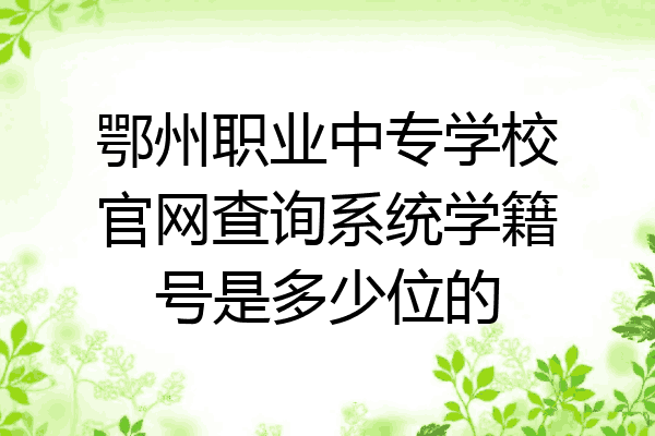 鄂州职业中专学校官网查询系统学籍号是多少位的