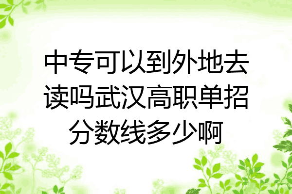 中专可以到外地去读吗武汉高职单招分数线多少啊