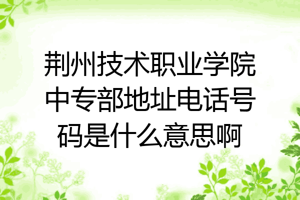 荆州技术职业学院中专部地址电话号码是什么意思啊