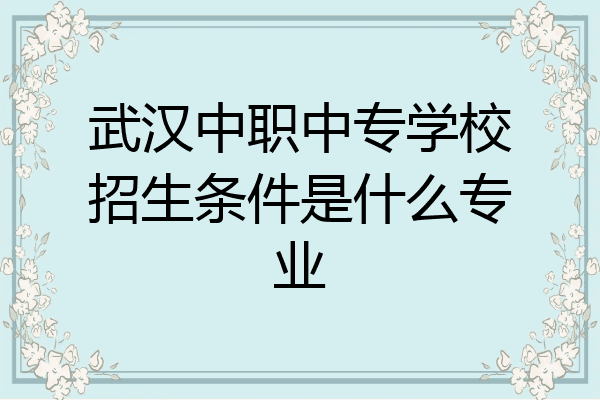 武汉中职中专学校招生条件是什么专业